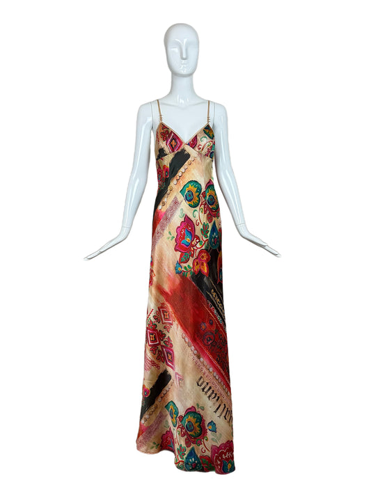 JOHN GALLIANO Vintage Silk Printed Long Slip Dress