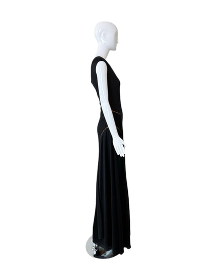 RICHARD TYLER COUTURE Vintage Black Nude One Shoulder Gown