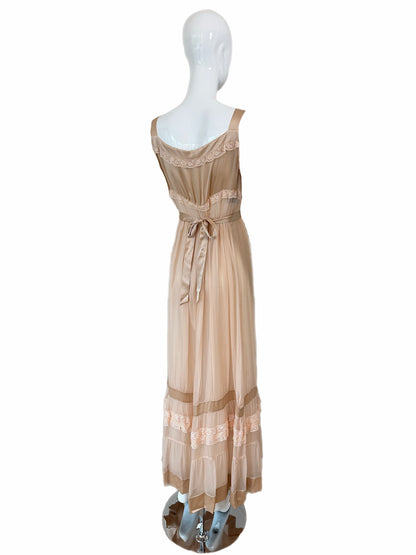 PHILOSOPHY DI ALBERTA FERRETTI 2011 Vintage Silk Peach Ruffle Slip Gown