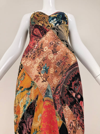 ROBERTO CAVALLI 2002 Vintage Silk Patchwork Evening Gown