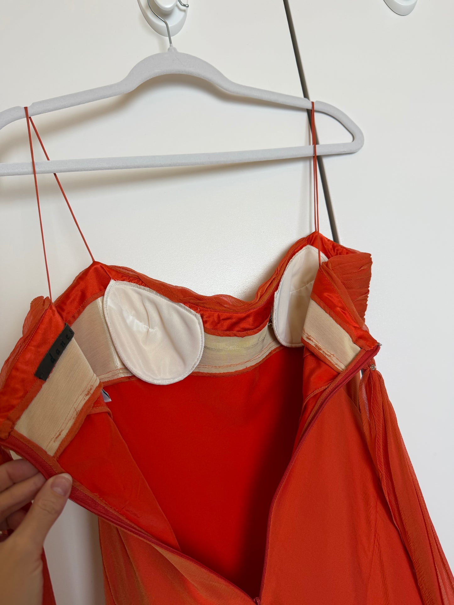 DANES 90's Vintage Orange Silk Knee Length Cocktail Dress