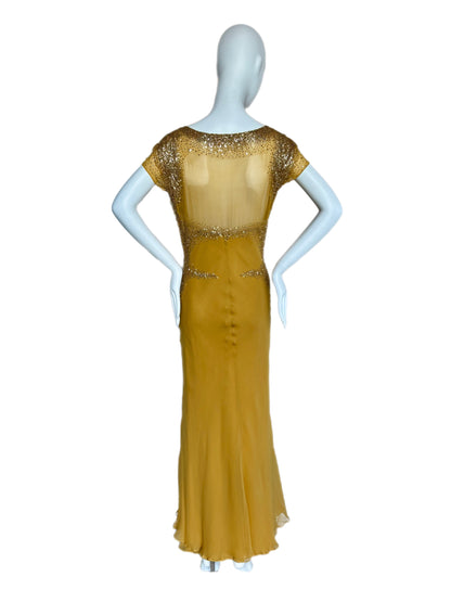 MONIQUE LHUILLIER Vintage Silk Embellished Evening Gown