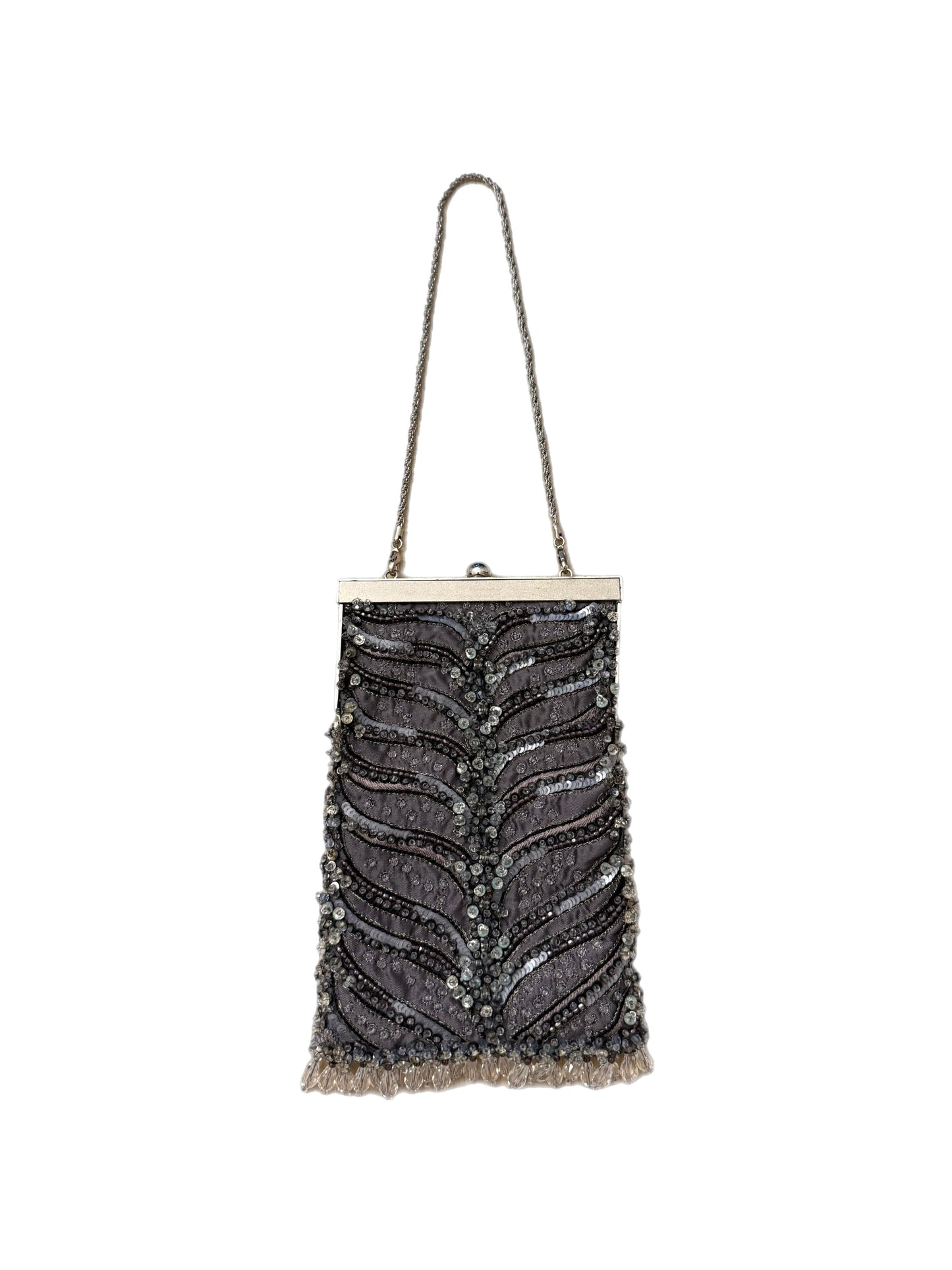 BADGLEY MISCHKA Vintage Grey Embellished Mini Evening Bag