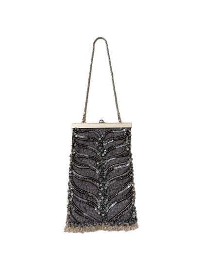 BADGLEY MISCHKA Vintage Grey Embellished Mini Evening Bag