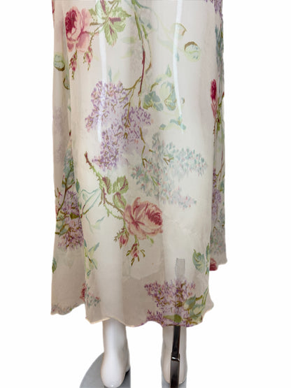 JILL STUART 90's Vintage Silk Sheer Floral Slip Maxi Dress