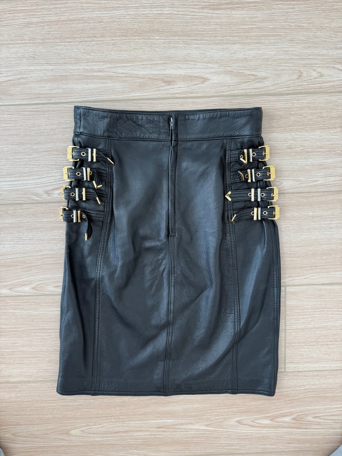 GIANNI VERSACE 1992 Vintage Leather Buckle Skirt