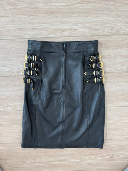 GIANNI VERSACE 1992 Vintage Leather Buckle Skirt