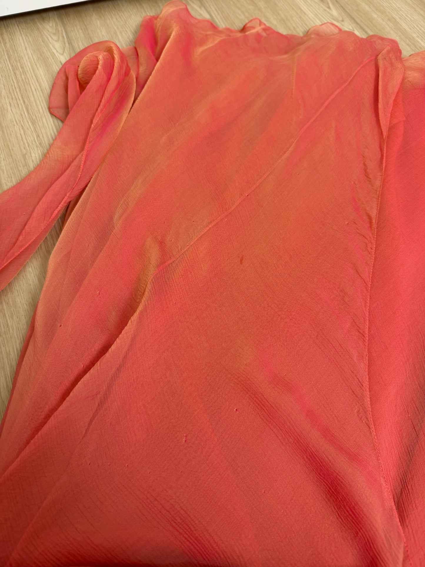 DANES 90'S Vintage Orange Ombre Evening Gown w. Shawl