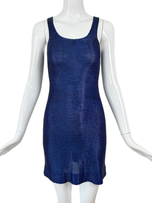 FRED HAYMAN 90's Vintage Electric Blue Beaded Mini Dress