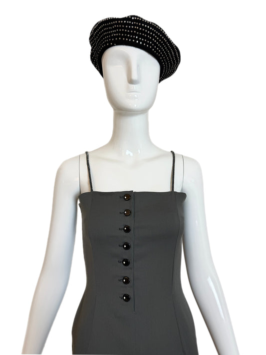 DOLCE & GABBANA 90's Vintage Gray Crystal Pencil Dress