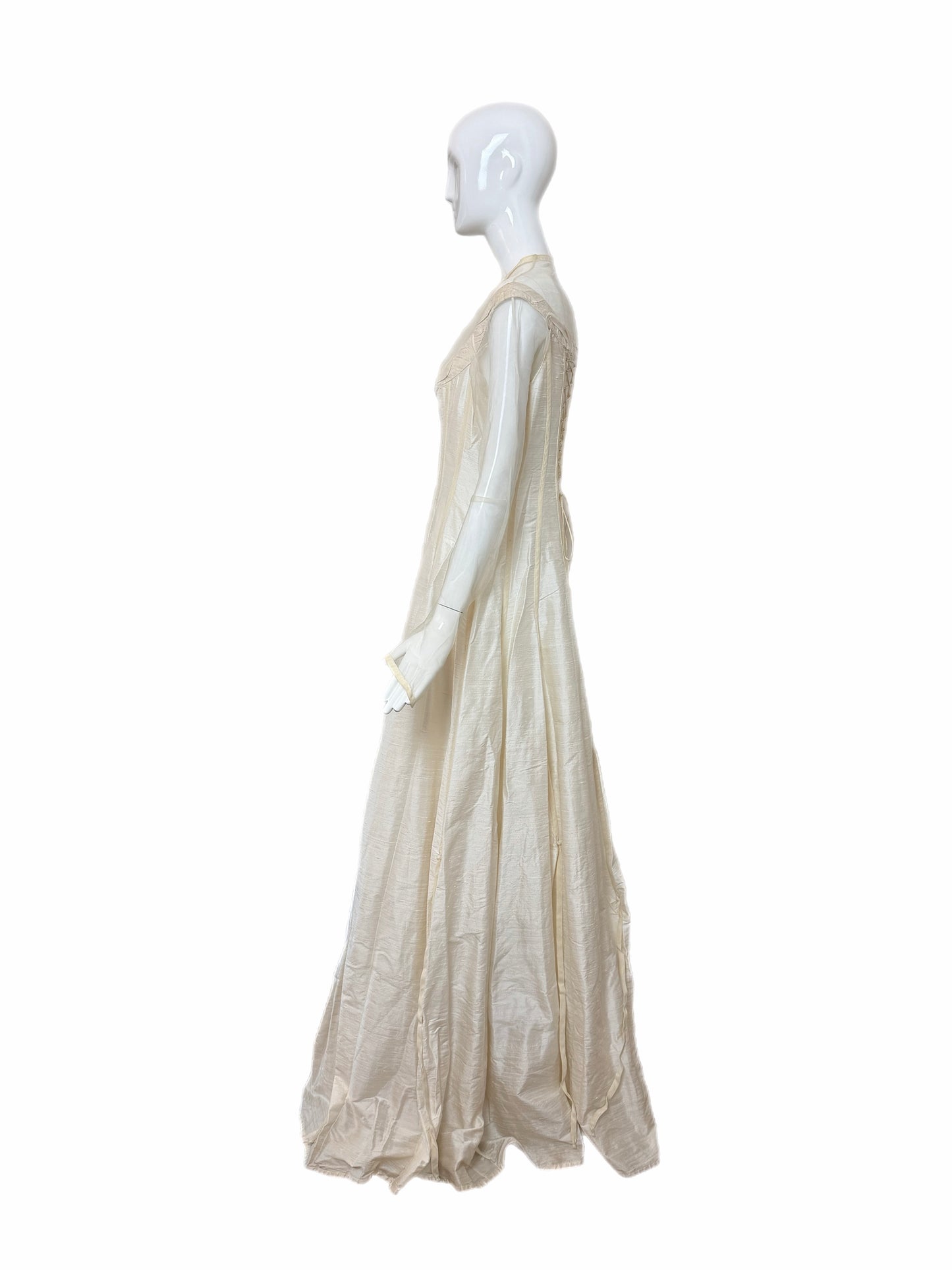 KAAT TILLEY 90's Vintage Ivory Silk Long Sleeve Bridal Gown