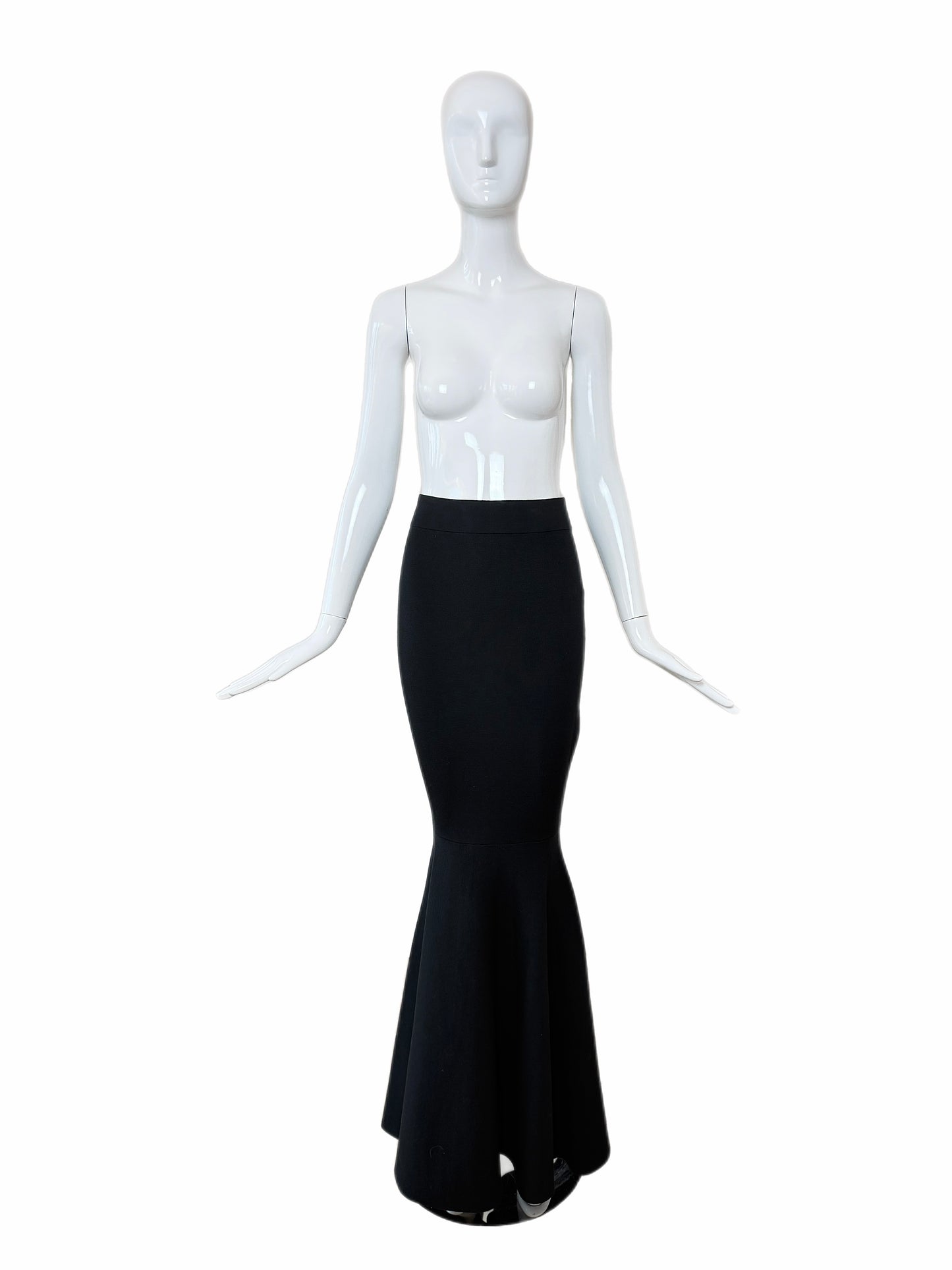 NINA RICCI 2023 Runway Black Wool Trumpet Maxi Skirt