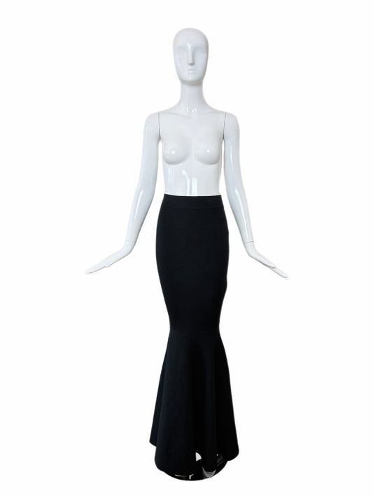 NINA RICCI 2023 Runway Black Wool Trumpet Maxi Skirt