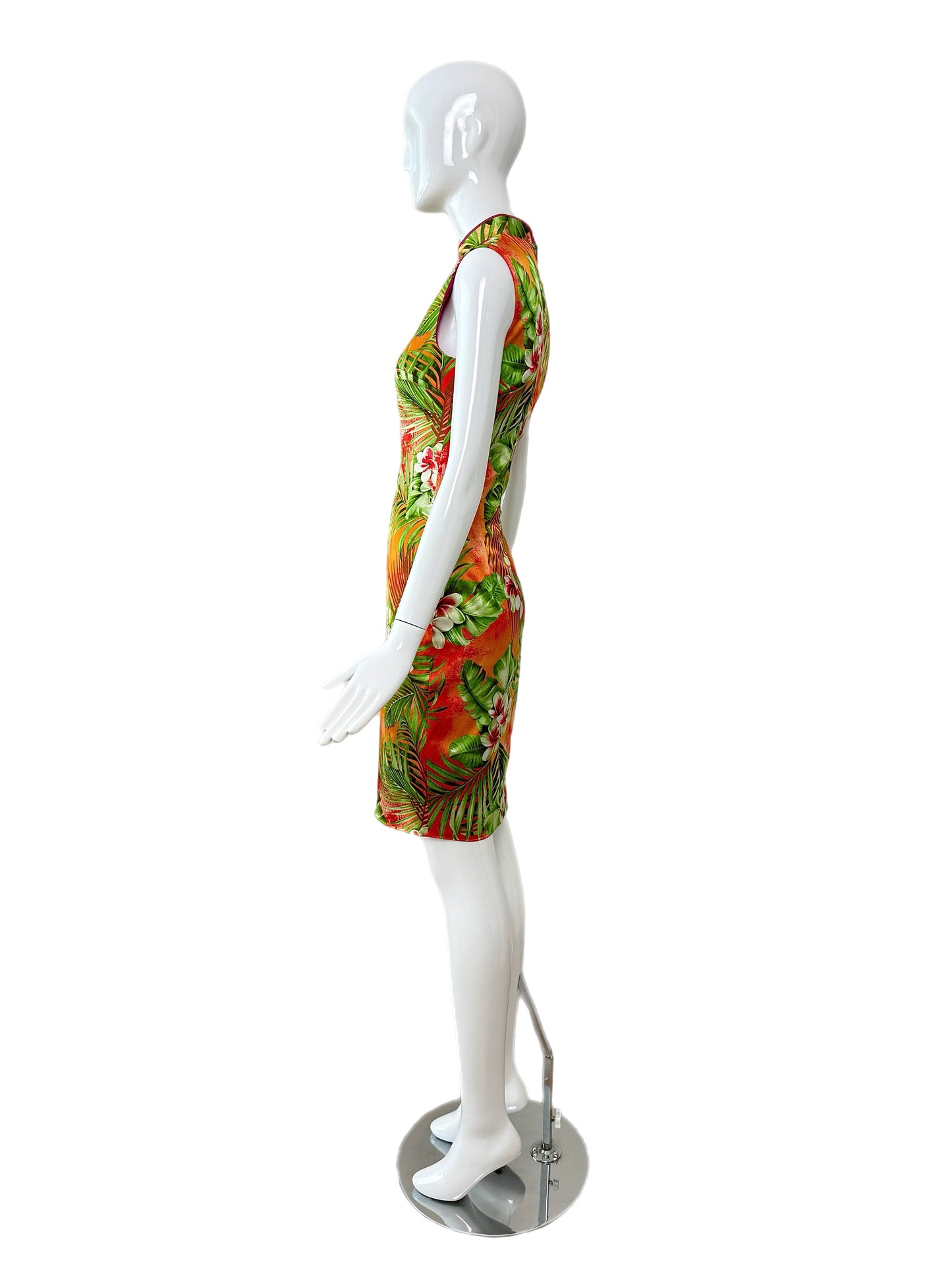 D&G DOLCE & GABBANA 2005 Vintage Runway Cheongsam Tropical Floral Dress