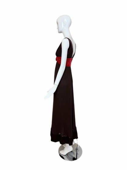 OSCAR DE LA RENTA 2006 Vintage Brown Silk Evening Gown