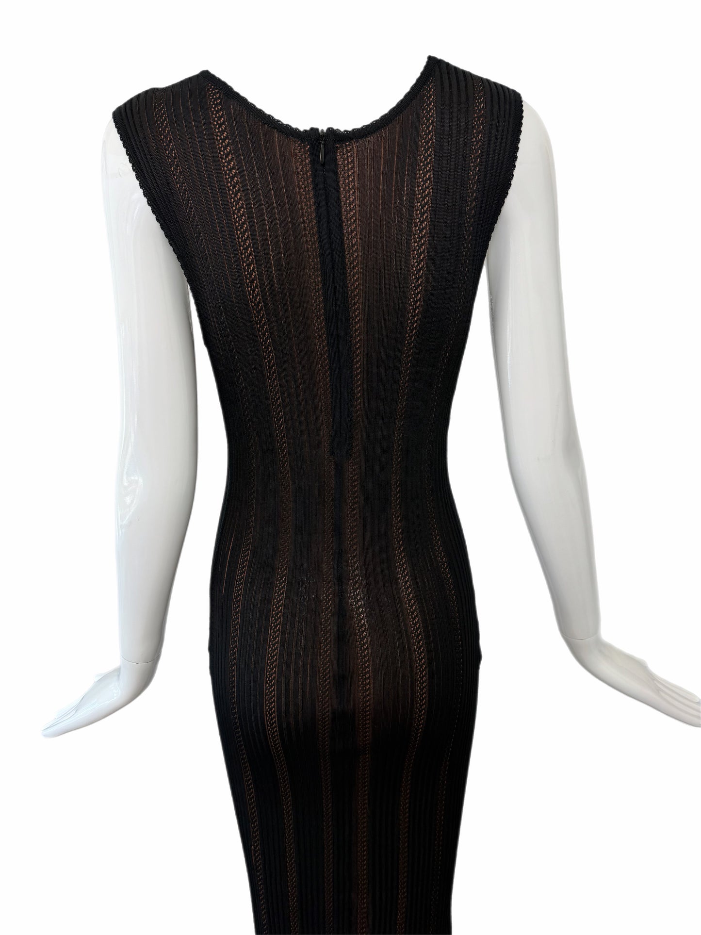 AZZEDINE ALAIA 1996 Vintage Iconic Extra Long Pointelle Knit Mermaid Gown
