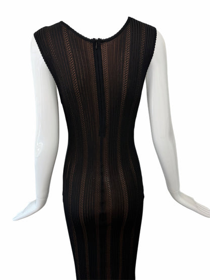 AZZEDINE ALAIA 1996 Vintage Iconic Extra Long Pointelle Knit Mermaid Gown
