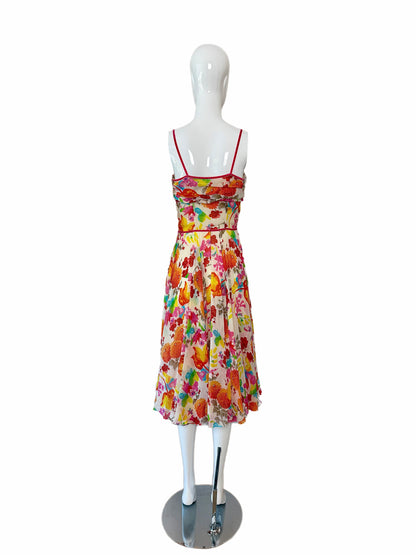 DIOR by JOHN GALLIANO 2006 Vintage Silk Floral Midi Dress