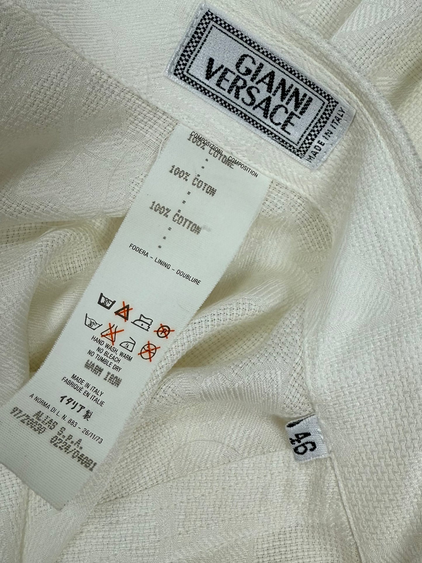 GIANNI VERSACE 1997 Vintage Off-White Ivy Print Shirt