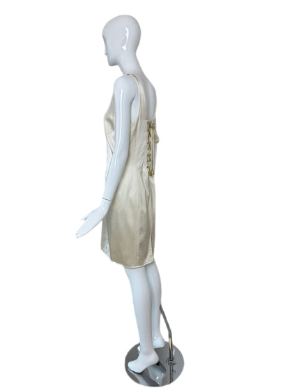 ROBERTO CAVALLI 2006 Silk Ivory Corset Back Knee Length Dress