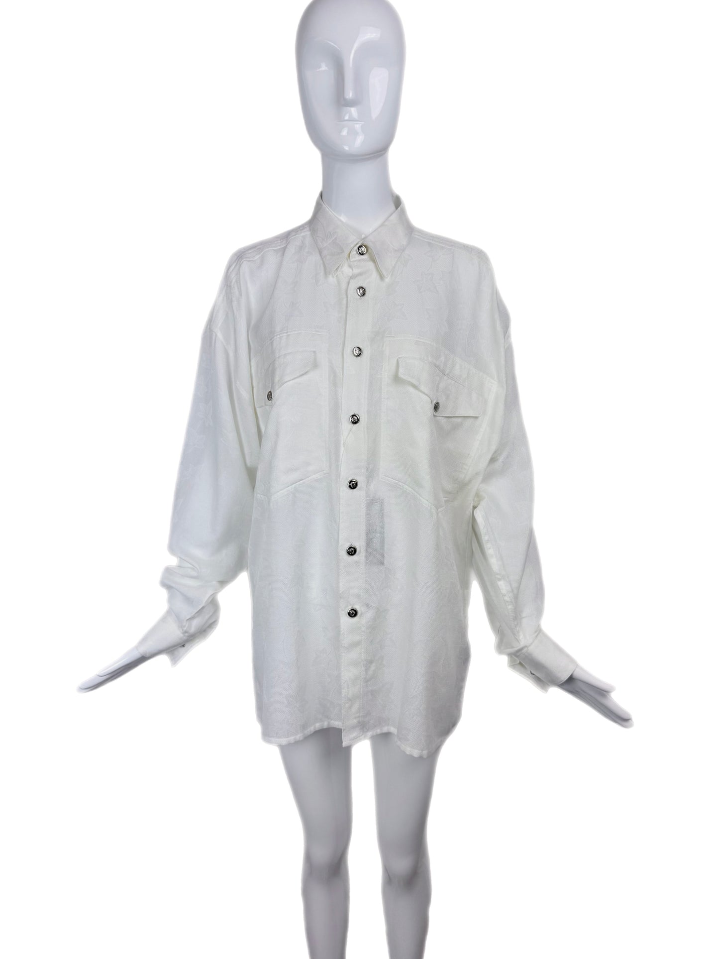 GIANNI VERSACE 1997 Vintage Off-White Ivy Print Shirt