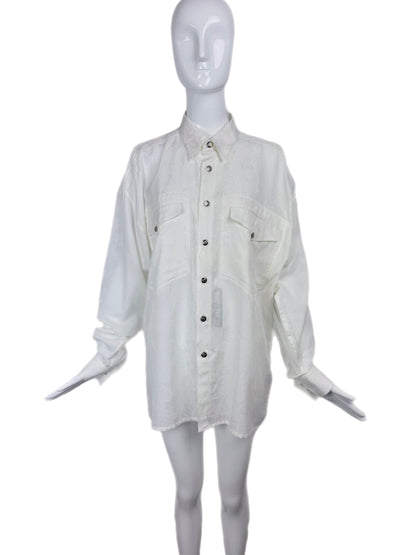 GIANNI VERSACE 1997 Vintage Off-White Ivy Print Shirt