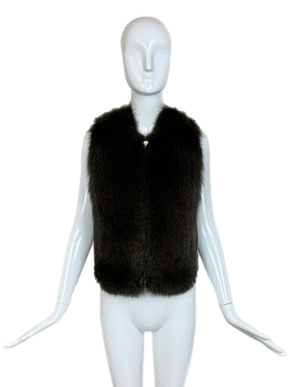 KAUFMANFRANCO Army Green Fox Fur + Leather Vest