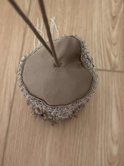 BADGLEY MISCHKA Vintage Pewter Embellished Evening Bag