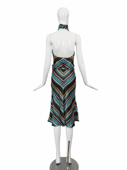 CHLOE by STELLA MCCARTNEY 2000 Vintage Silk Sequined Halter Dress