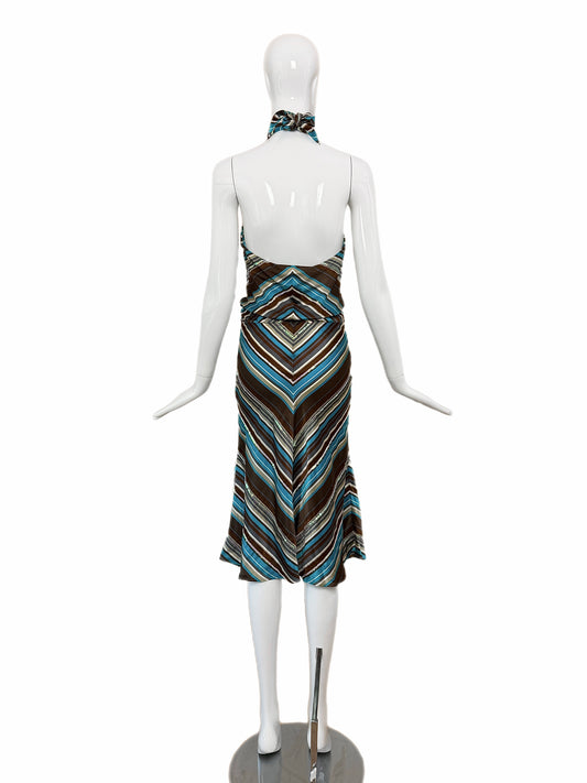 Chloe by Stella McCartney 2000 Vintage Silk Sequined Halter Dress