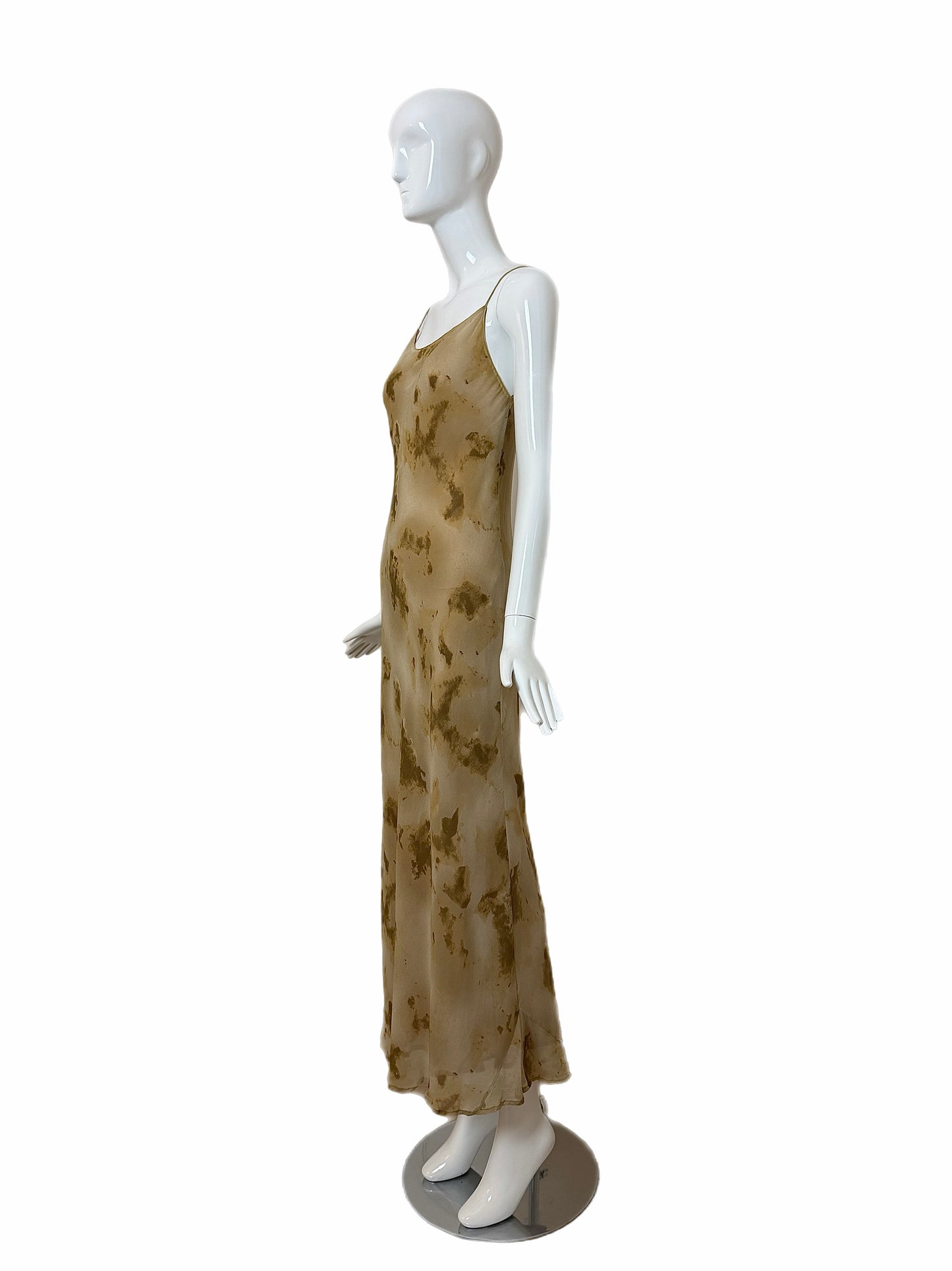 DONNA KARAN 90's Vintage Silk Marbled Print Slip Gown IT42