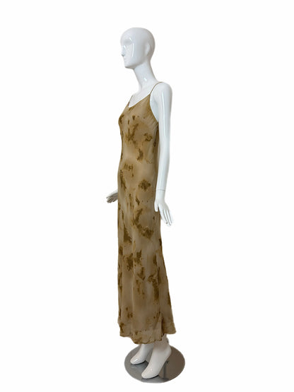DONNA KARAN 90's Vintage Silk Marbled Print Slip Gown IT42
