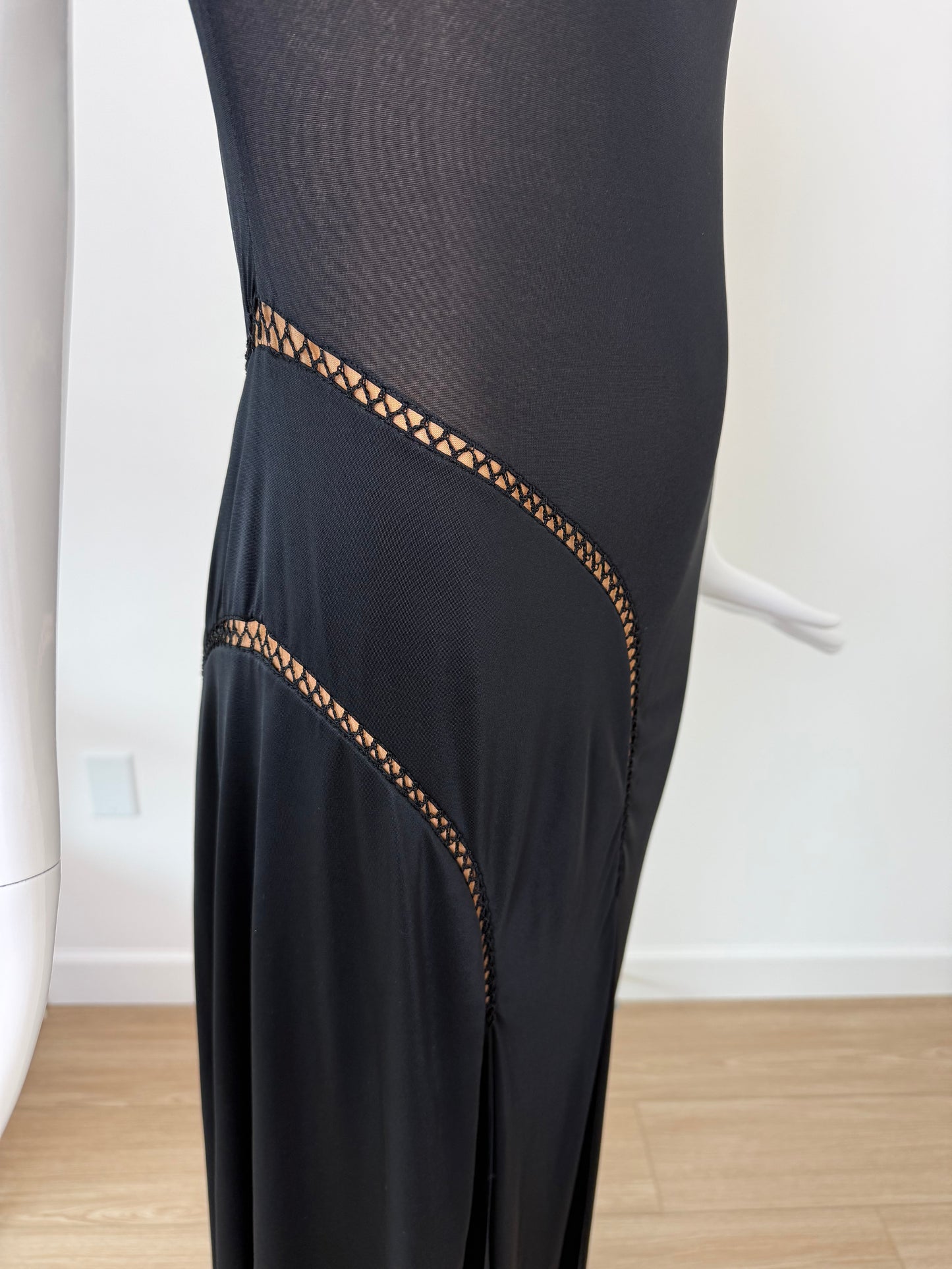 RICHARD TYLER COUTURE Vintage Black Nude One Shoulder Gown