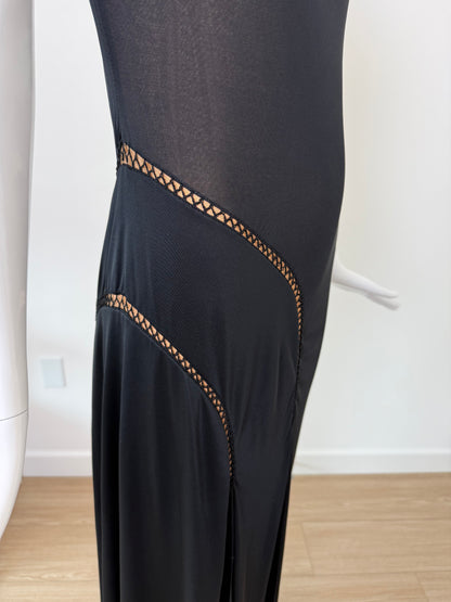 RICHARD TYLER COUTURE Vintage Black Nude One Shoulder Gown