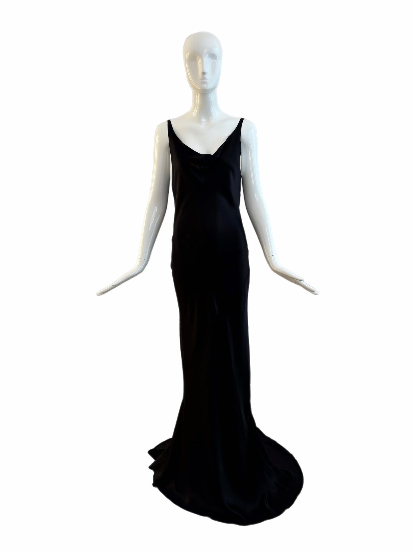 LES HABITUDES 2016 Black Silk Cowl Evening Gown