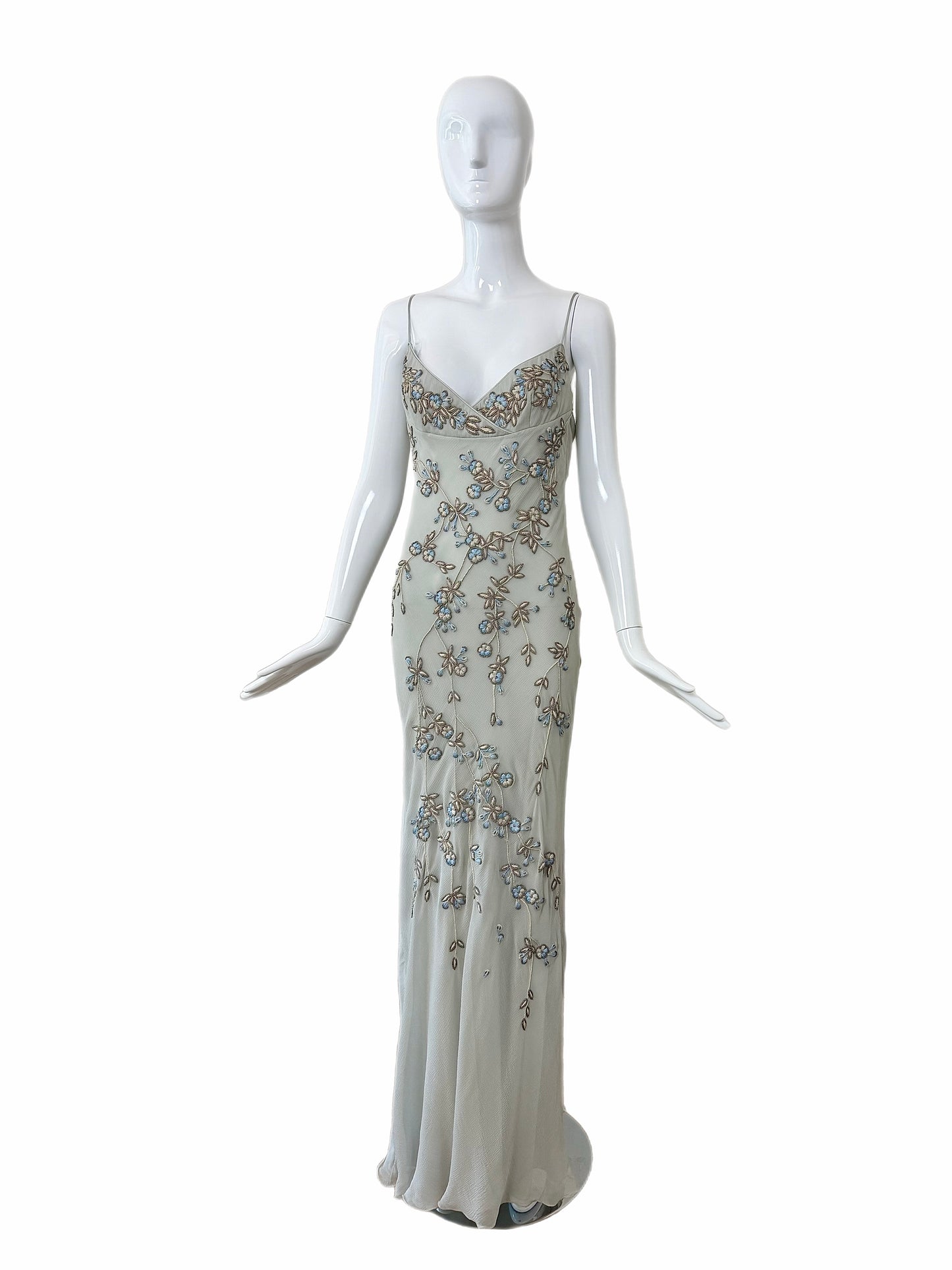 EAVIS & BROWN 90's Vintage Couture Silk Hand Beaded Embroidered Gown