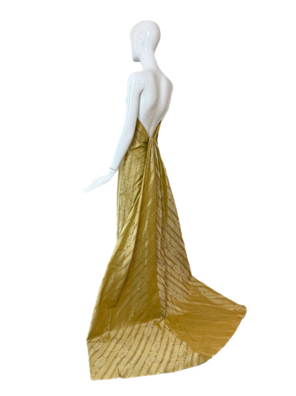 PAMELA DENNIS COUTURE 1998 Vintage Silk Evening Gown w. Train