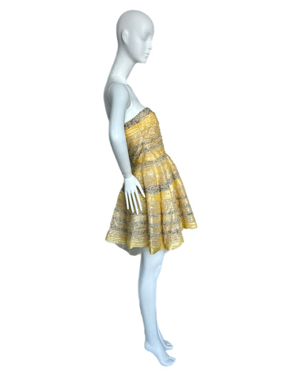 FENDI 2008 Vintage Runway Yellow Mini Strapless Dress