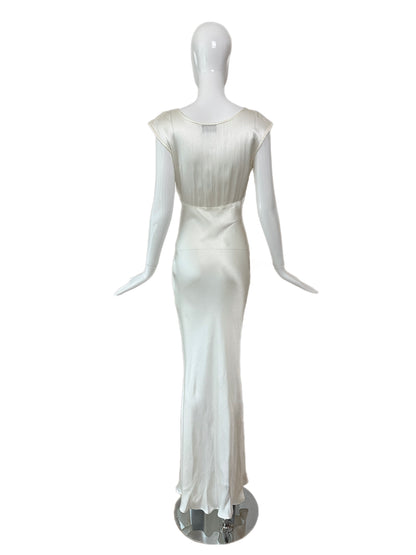 LES HABITUDES 90's Vintage Ivory Crinkle Effect Gown