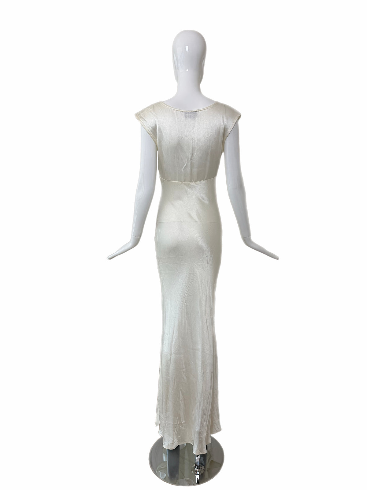 LES HABITUDES 90's Vintage Ivory White Crinkle Slip Gown