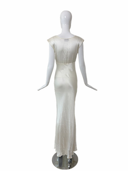LES HABITUDES 90's Vintage Ivory White Crinkle Slip Gown