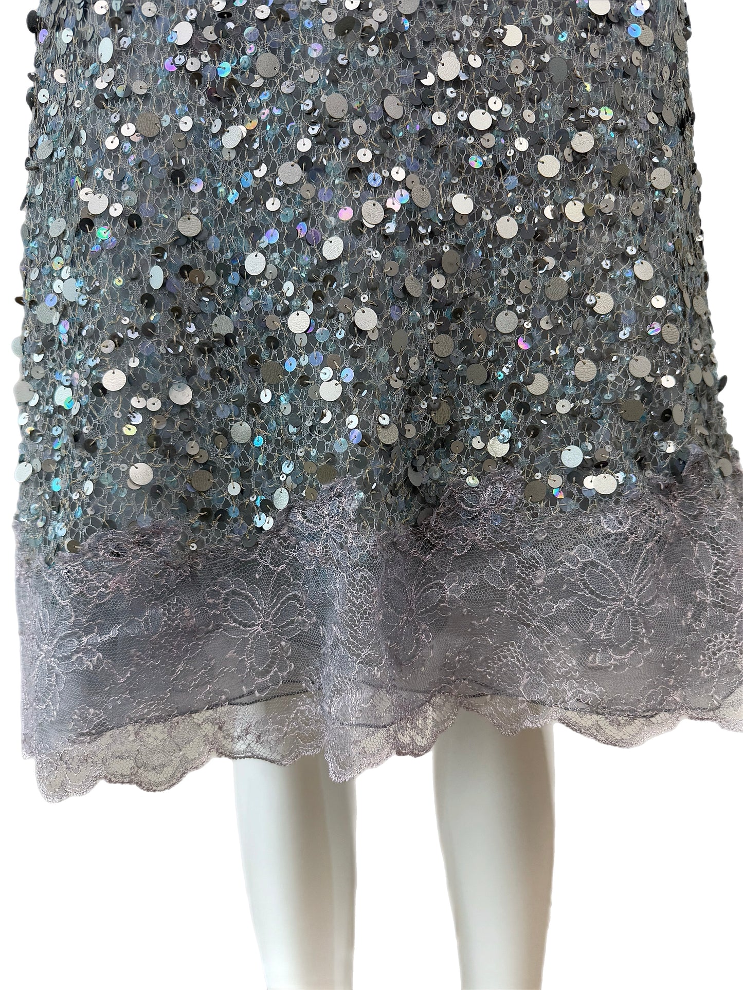 VALENTINO 00's Vintage Dusty Powder Blue Embellished Dress