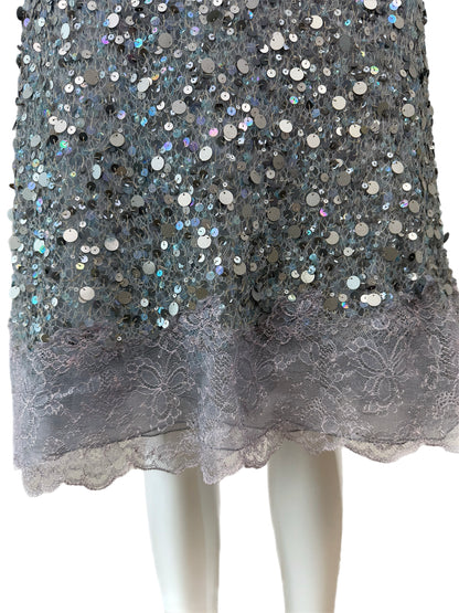 VALENTINO 00's Vintage Dusty Powder Blue Embellished Dress