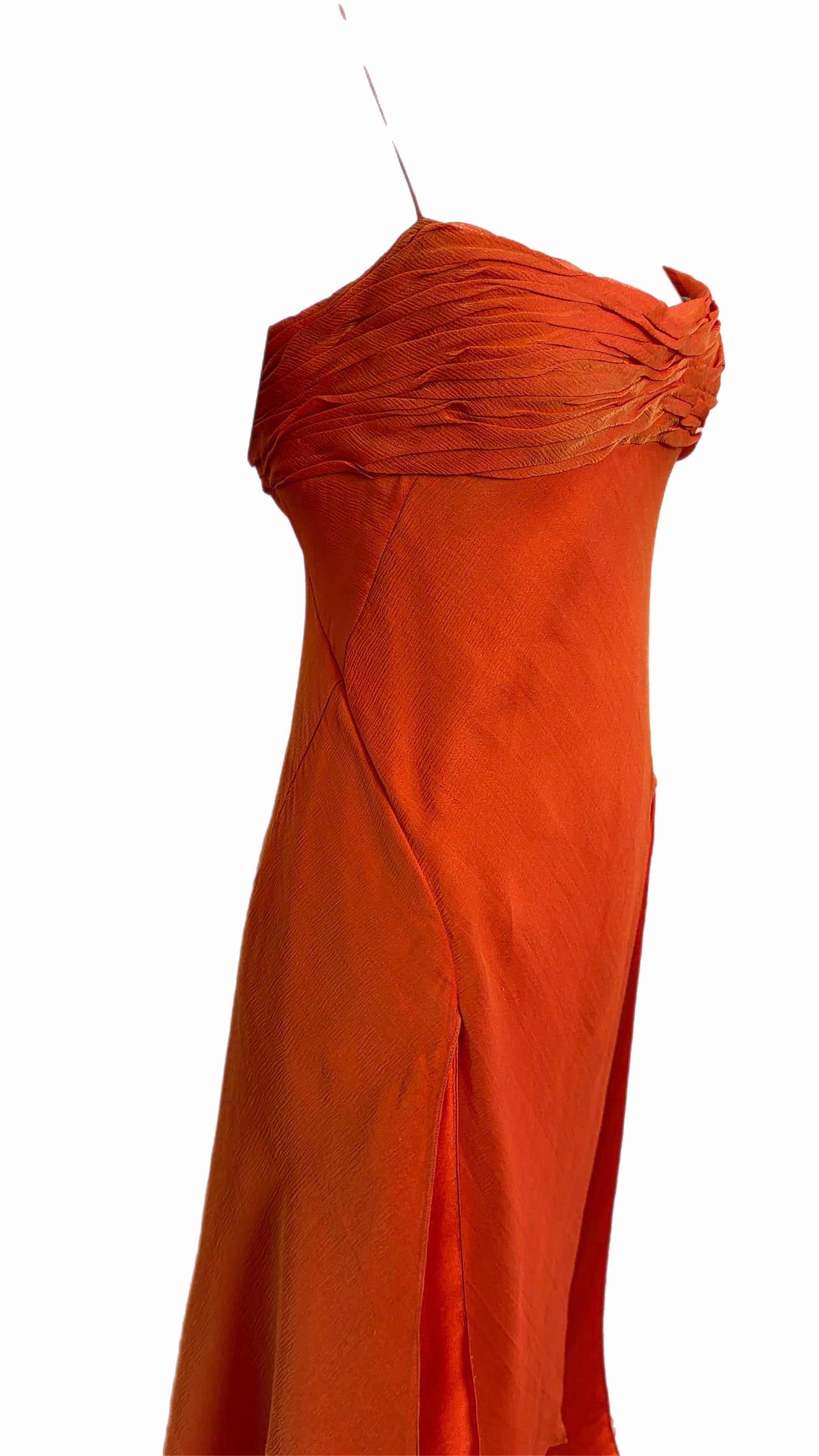 DANES 90's Vintage Orange Silk Knee Length Cocktail Dress
