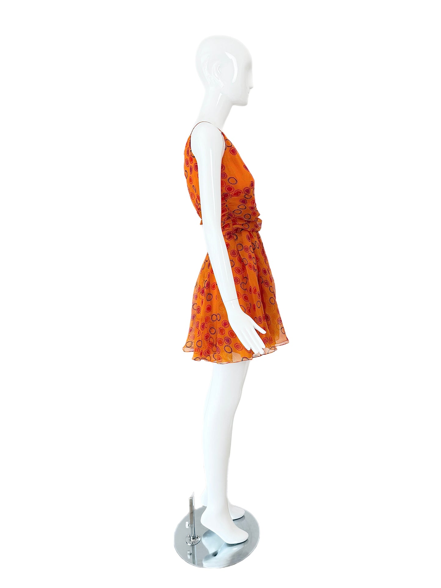 DIOR by JOHN GALLIANO 2009 Vintage Runway Silk Orange Mini Dress