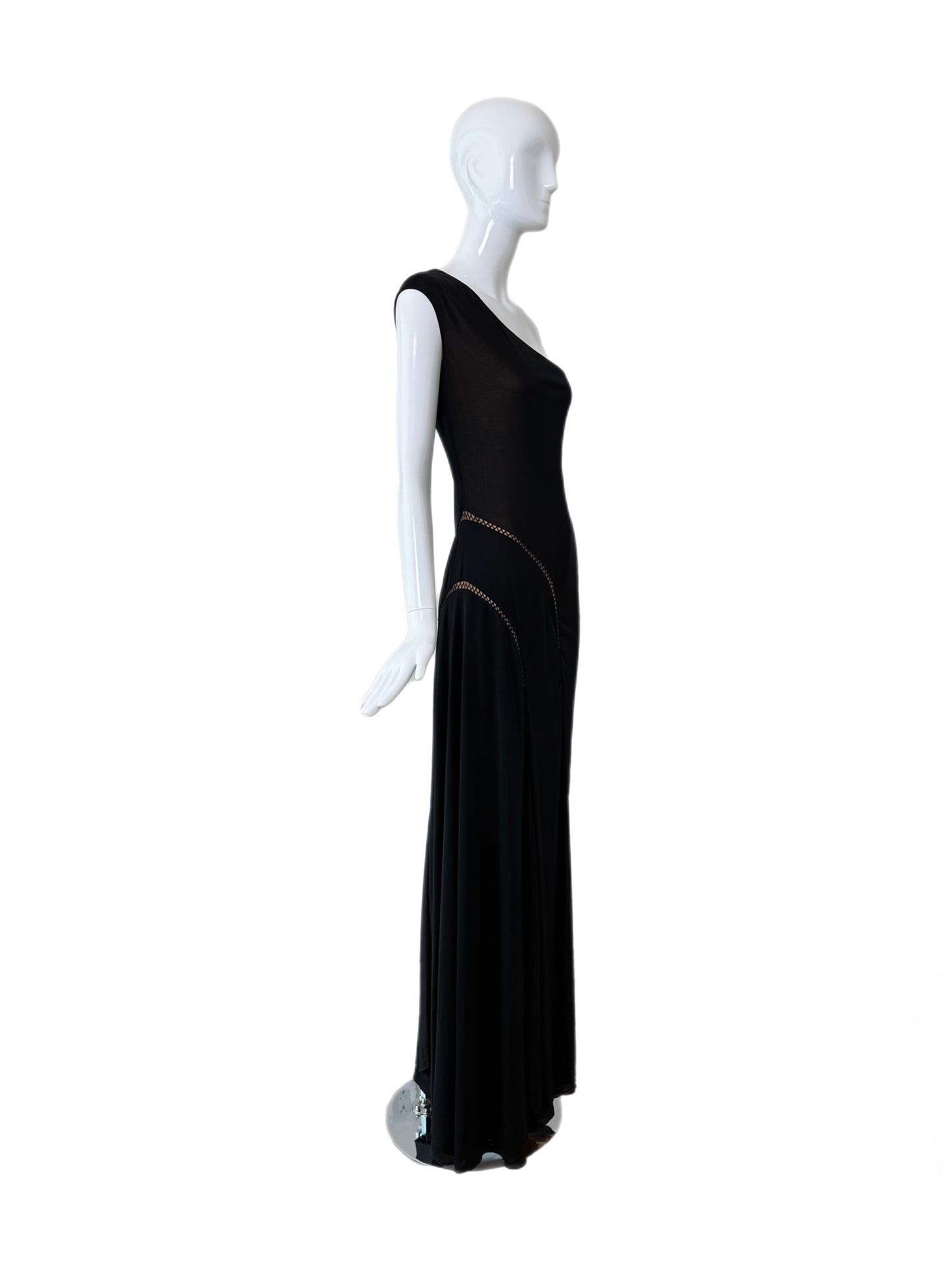 RICHARD TYLER COUTURE Vintage Black Nude One Shoulder Gown