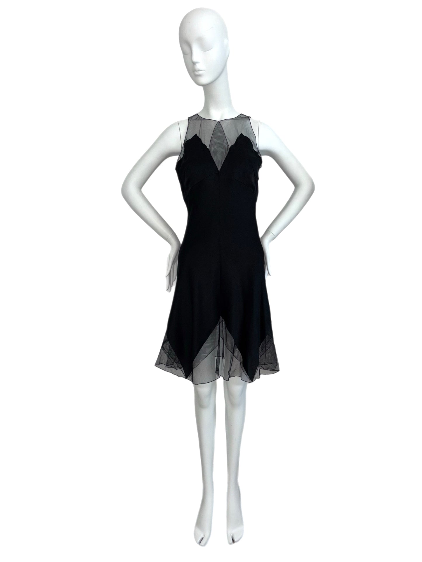 KARL LAGERFELD 1994/1995 Vintage Runway Black Silk Dress