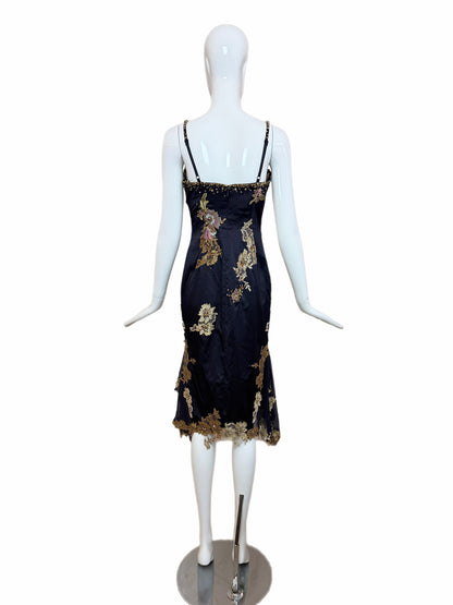 Julian Joyce by Mandalay Vintage Y2K Deep Eggplant Lace Embellished Cocktail Dress