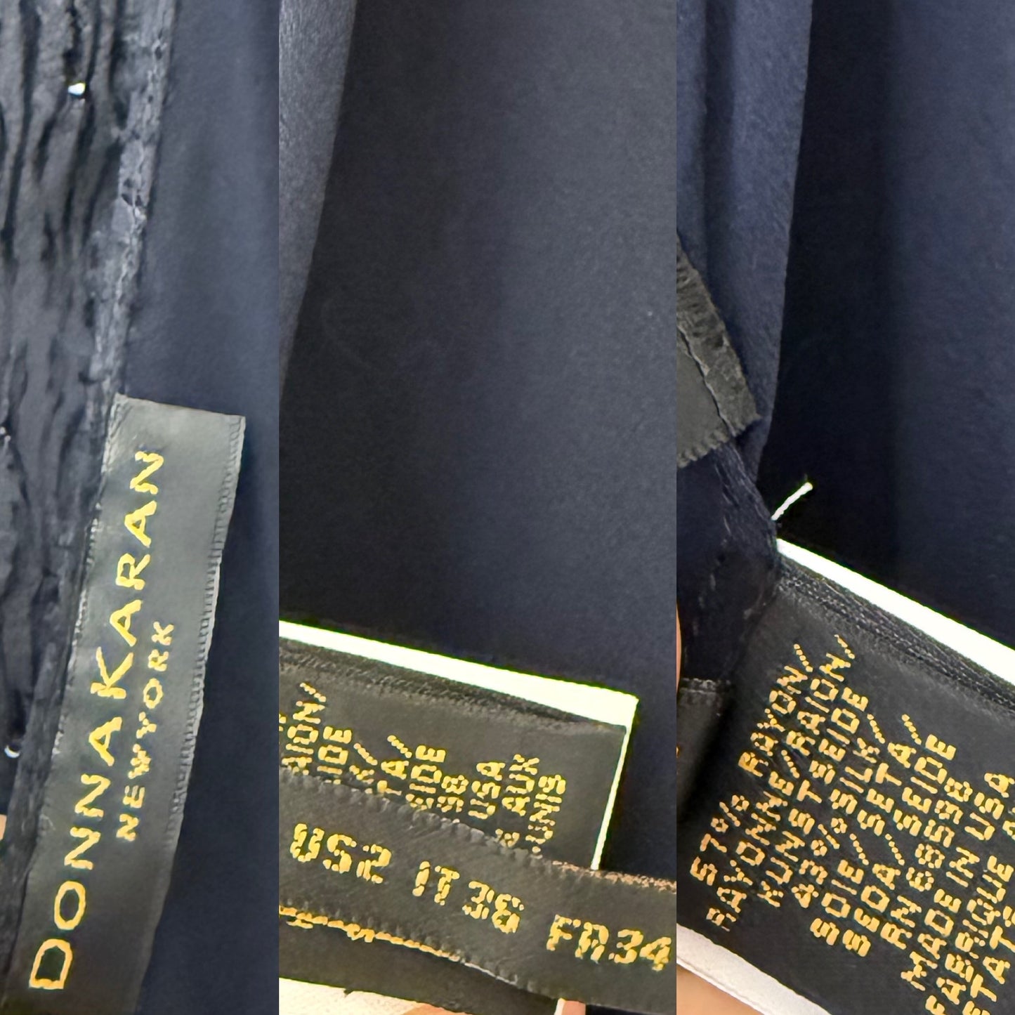 DONNA KARAN 90's Vintage Midnight Blue Beaded Asymmetrical Evening Gown