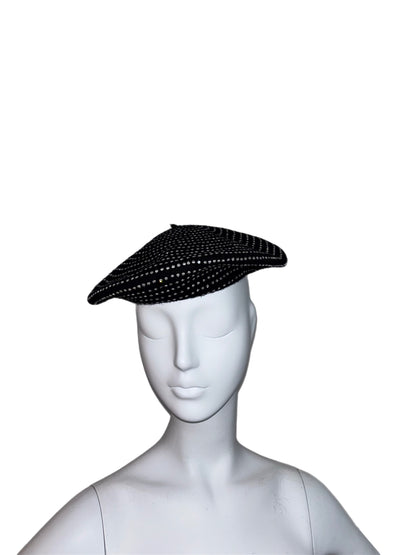 DOLCE & GABBANA 2000 Vintage Black Runway Crystal Beret Hat